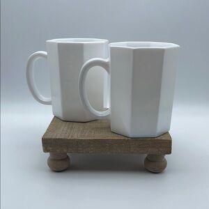 Vintage White Geometric Aropal Octime White Glass Coffee Cup Mugs Set of‎ 2